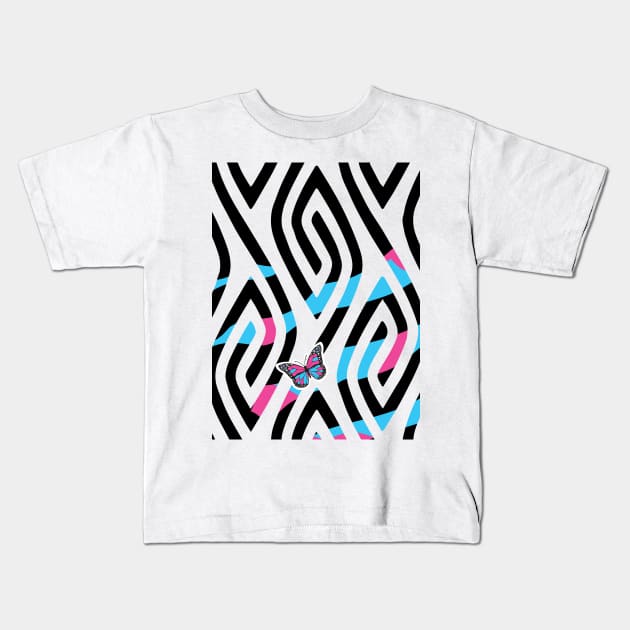 Abstract Black and White Simple Pattern geometry Kids T-Shirt by Promoseven369